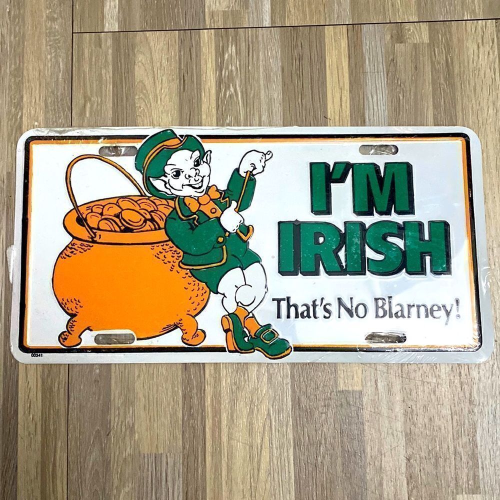 I'm Irish That's No Blarney Novelty Metal License Plate vintage man cave decor